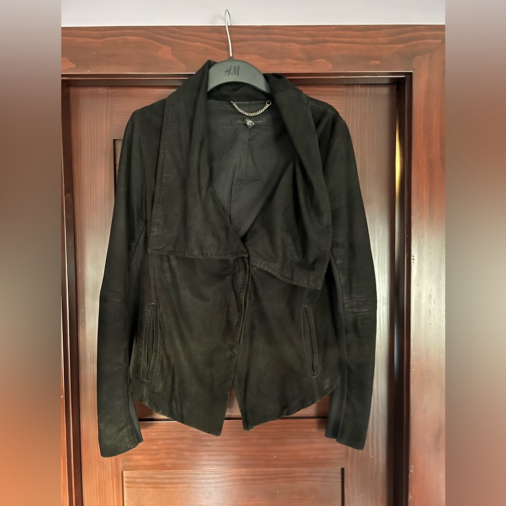 Kenneth Cole Black Leather  Asymmetrical Jacket - Medium